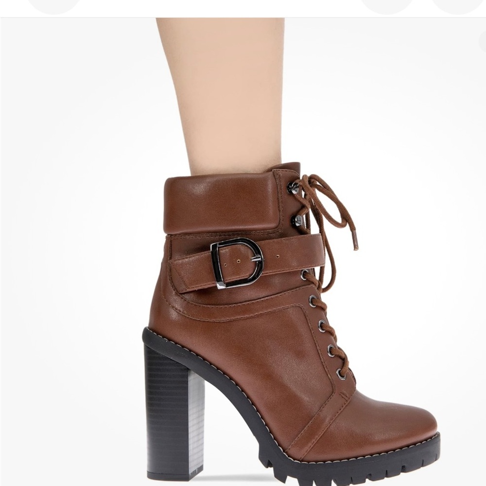 BCBGeneration Tan Lace-Up Ankle Boots